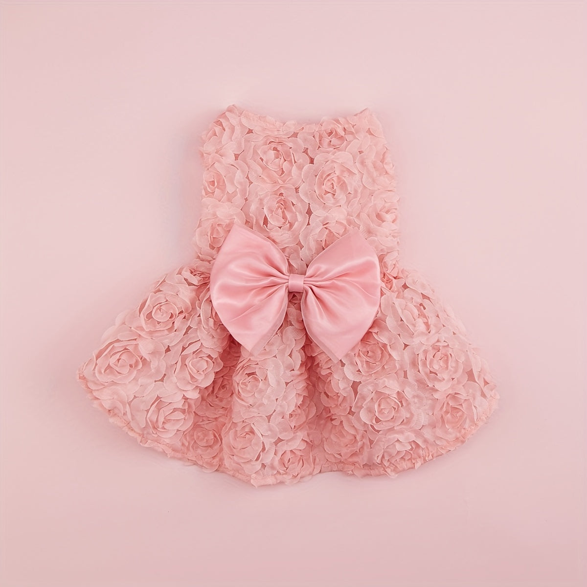 Pet Wedding Sleeveless Rose Full Body Dress for Dogs - All-Season Knit Fabric Pullover with Polyester Composition, Machine Washable, Suitable for Medium, Small, Mini & Toy Breeds