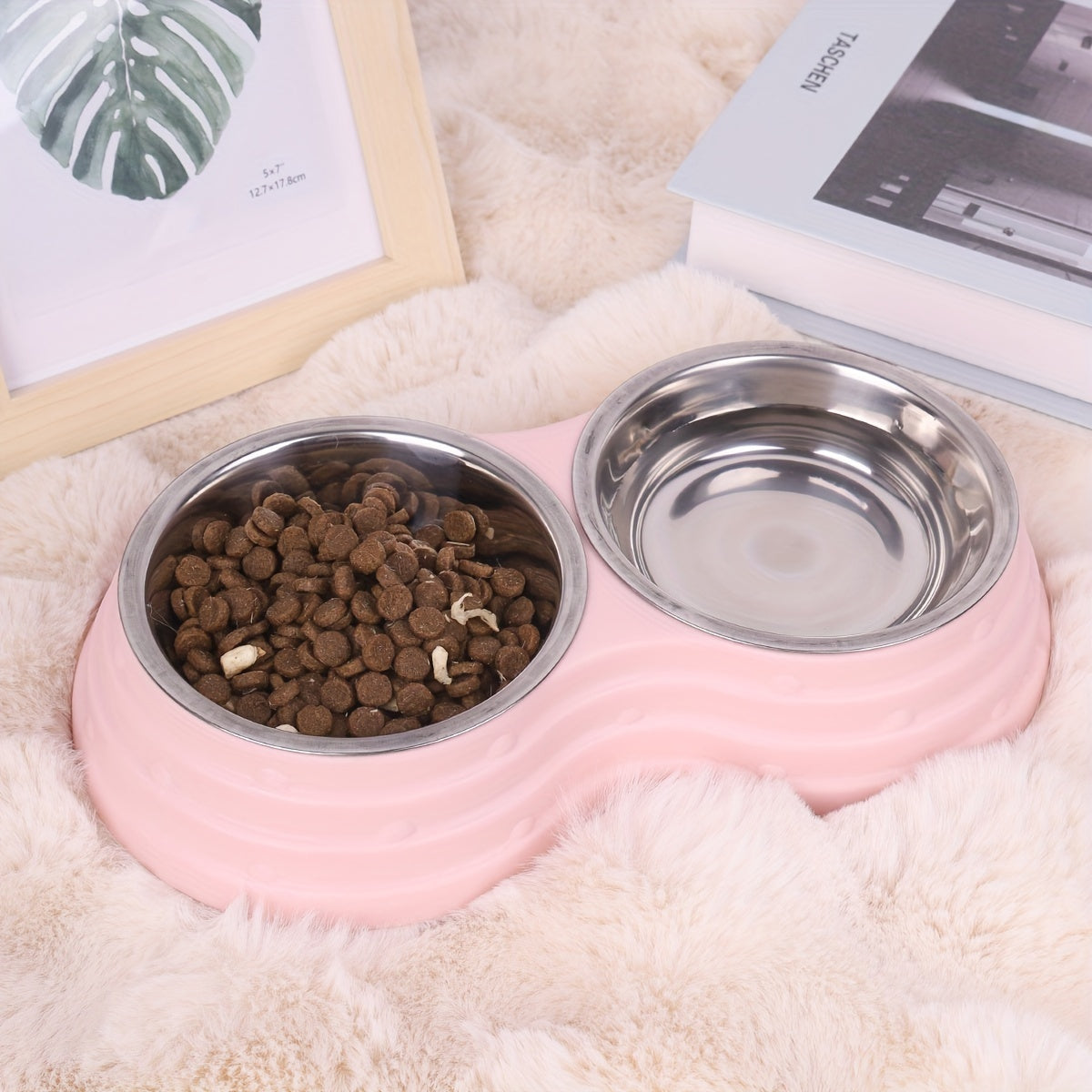 Stainless Steel Double Pet Bowls For Dogs, Dog Food And Water Bowls With Non-Skid Base, Easy To Clean