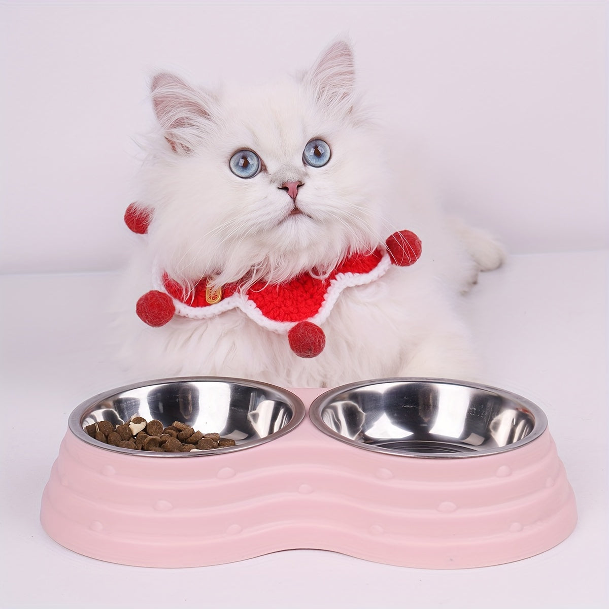 Stainless Steel Double Pet Bowls For Dogs, Dog Food And Water Bowls With Non-Skid Base, Easy To Clean