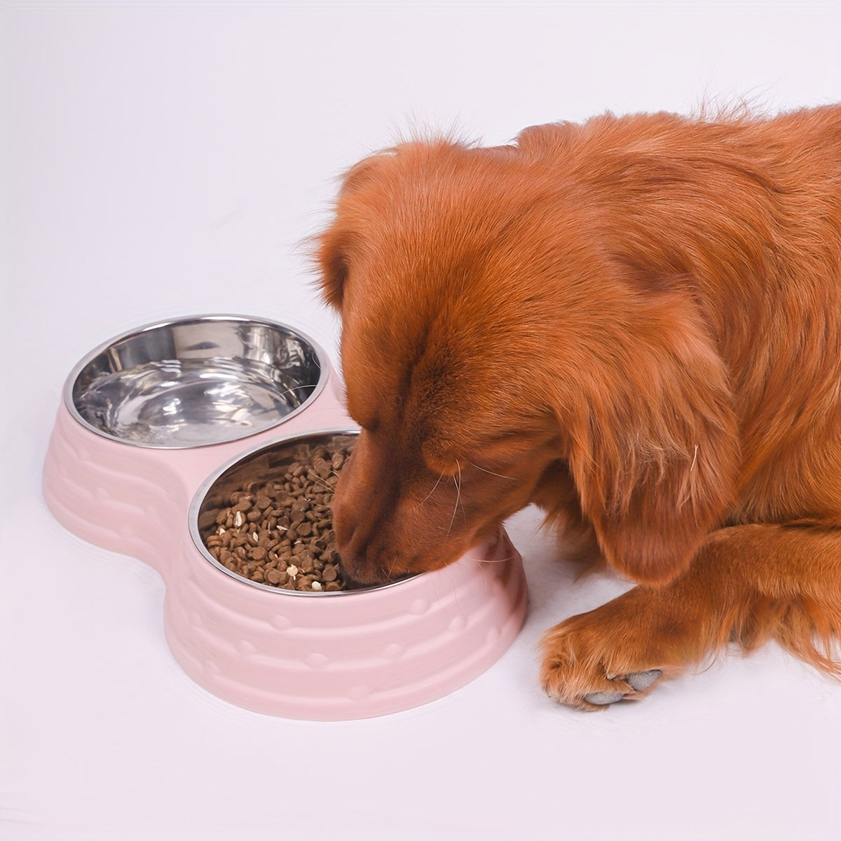Stainless Steel Double Pet Bowls For Dogs, Dog Food And Water Bowls With Non-Skid Base, Easy To Clean