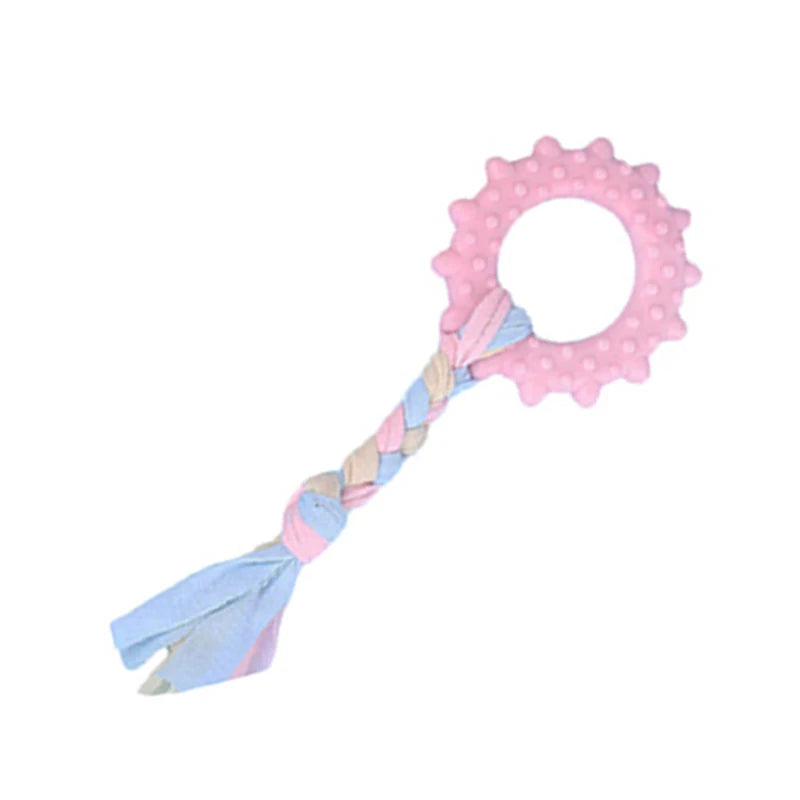 Soft Dog Chew Toys Pink Rubber Bone Toy Durable Molars Training Ball Toy Chihuahua Yorkie Interactive Treat Toys Pet Supplies