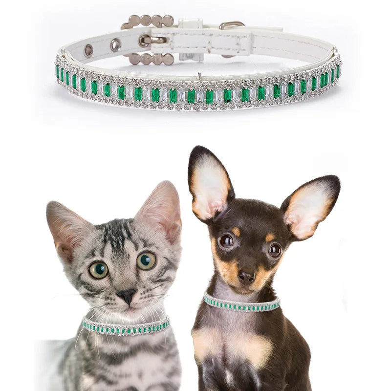 Rhinestones Dog Collar Luxury Designer Pearl Cat Necklace Adjustable Neck Strap Bling Diamond Collar for Cat Puppy Accessories