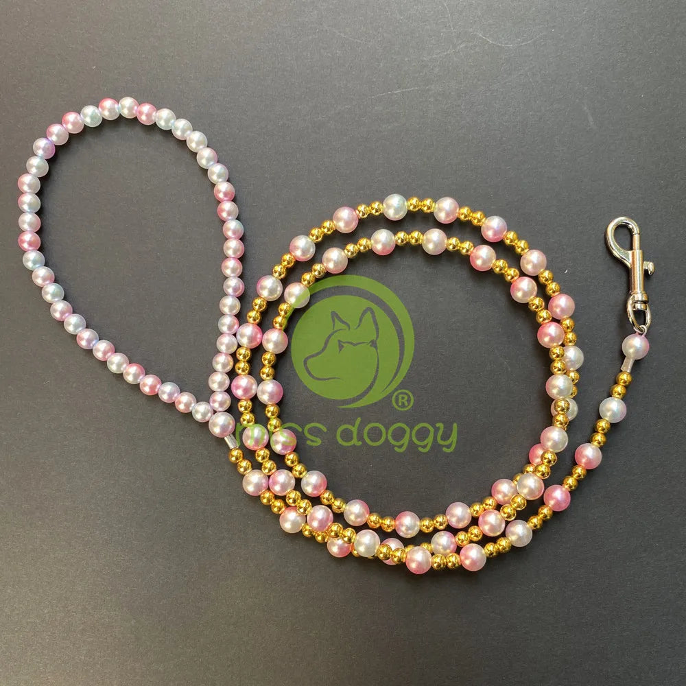 Rhinestones Dog Collar Luxury Designer Pearl Cat Necklace Adjustable Neck Strap Bling Diamond Collar for Cat Puppy Accessories