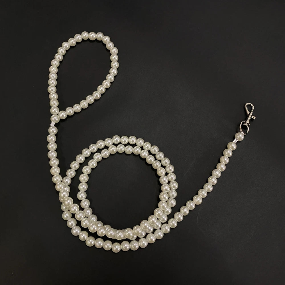 Rhinestones Dog Collar Luxury Designer Pearl Cat Necklace Adjustable Neck Strap Bling Diamond Collar for Cat Puppy Accessories