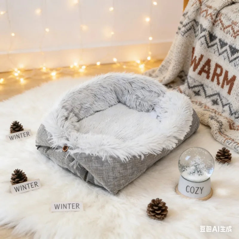 Pet Bed for Dogs Cats - Plush Fur Cozy Pet Pad Dual Use Dog Bed Cat Mat