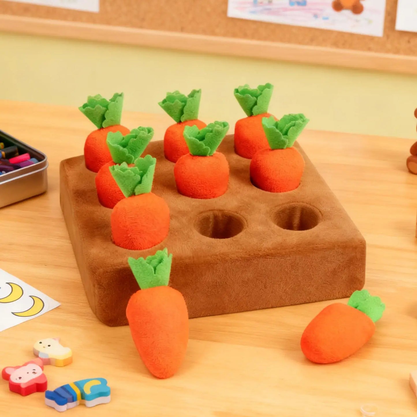 Carrot Snuffle Mat for Dogs Puppy Carrot Plush Toy Interactive Pet Plush Puzzle Toys Dog Carrot Pulling Interactive Training Toy