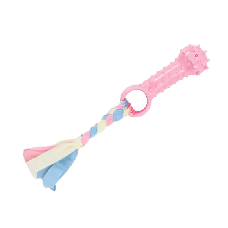 Soft Dog Chew Toys Pink Rubber Bone Toy Durable Molars Training Ball Toy Chihuahua Yorkie Interactive Treat Toys Pet Supplies