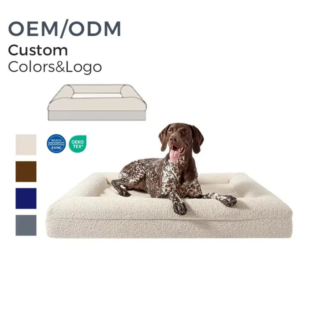 Eco-friendly Orthopedic Dog Bed Extra Large Luxury Boucle Dog Bed with Removable Washable Cover