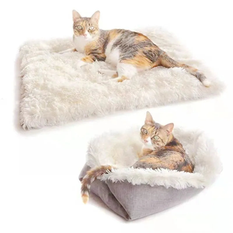 Pet Bed for Dogs Cats - Plush Fur Cozy Pet Pad Dual Use Dog Bed Cat Mat