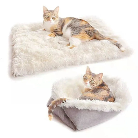 Pet Bed for Dogs Cats - Plush Fur Cozy Pet Pad Dual Use Dog Bed Cat Mat