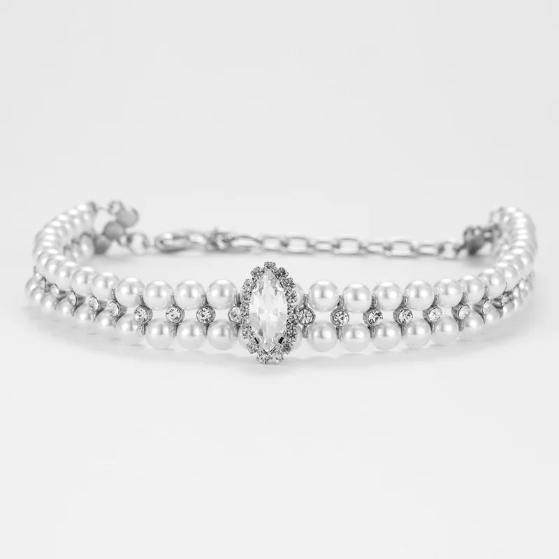 Rhinestones Dog Collar Luxury Designer Pearl Cat Necklace Adjustable Neck Strap Bling Diamond Collar for Cat Puppy Accessories