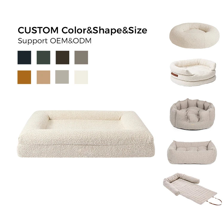 Eco-friendly Orthopedic Dog Bed Extra Large Luxury Boucle Dog Bed with Removable Washable Cover