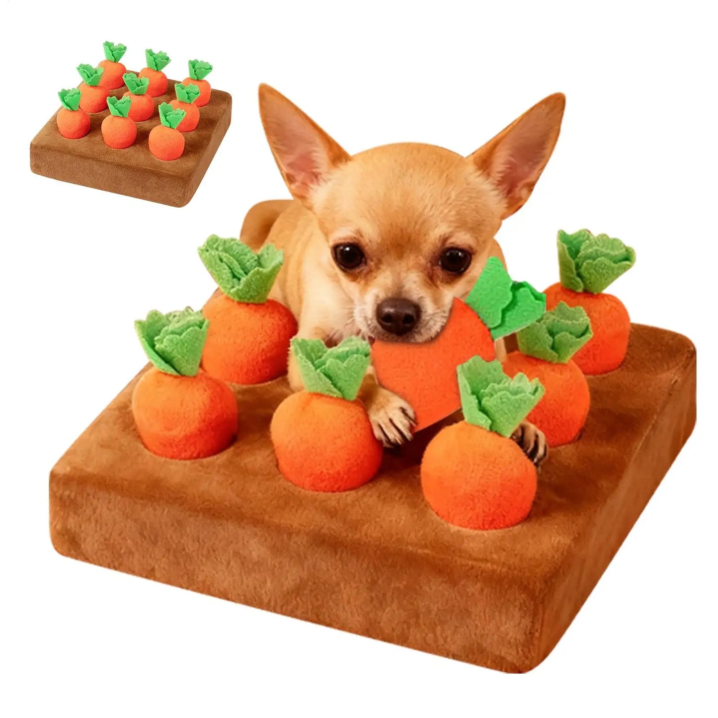 Carrot Snuffle Mat for Dogs Puppy Carrot Plush Toy Interactive Pet Plush Puzzle Toys Dog Carrot Pulling Interactive Training Toy