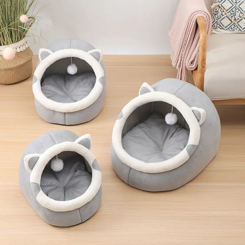 Cat Bed Warm Pet House Kitten Cave Cushion Cat House Warm Sleeping Dog Basket Tent Small Dog Mat Supplies Bed For Cats