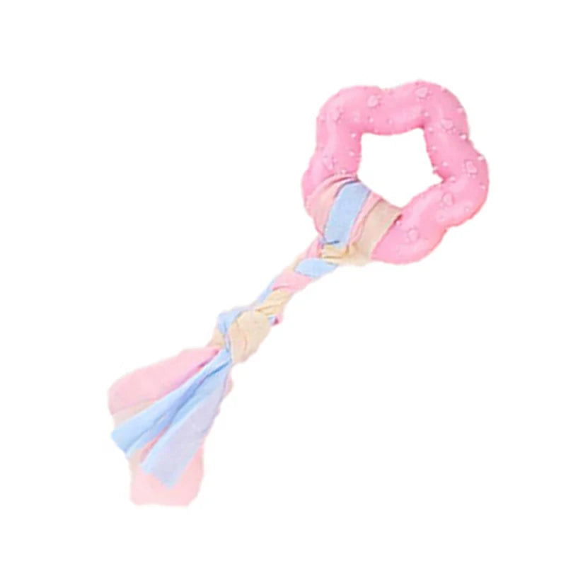 Soft Dog Chew Toys Pink Rubber Bone Toy Durable Molars Training Ball Toy Chihuahua Yorkie Interactive Treat Toys Pet Supplies