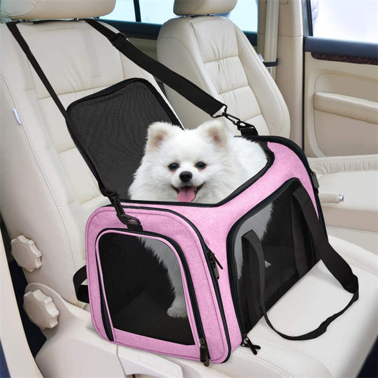 NNEDSZ Pink Portable Pet Travel Carrier Bag - Foldable, Durable, and Comfortable for Small Dogs & Cats 50cmx34cmx34cm