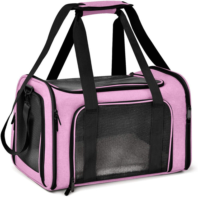 NNEDSZ Pink Portable Pet Travel Carrier Bag - Foldable, Durable, and Comfortable for Small Dogs & Cats 50cmx34cmx34cm