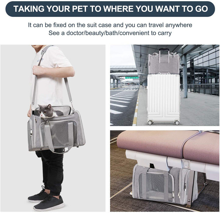 NNEDSZ Pink Portable Pet Travel Carrier Bag - Foldable, Durable, and Comfortable for Small Dogs & Cats 50cmx34cmx34cm