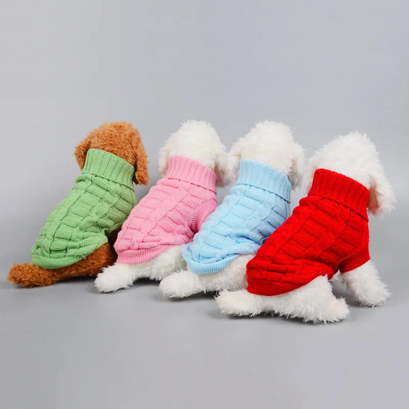 Warm Knit Dog Sweater for Winter Outdoor Use