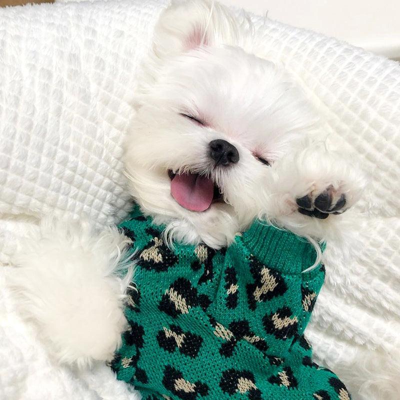 Leopard Chic Knitted Sweater For Small Dogs - Stylish Pet Apparel