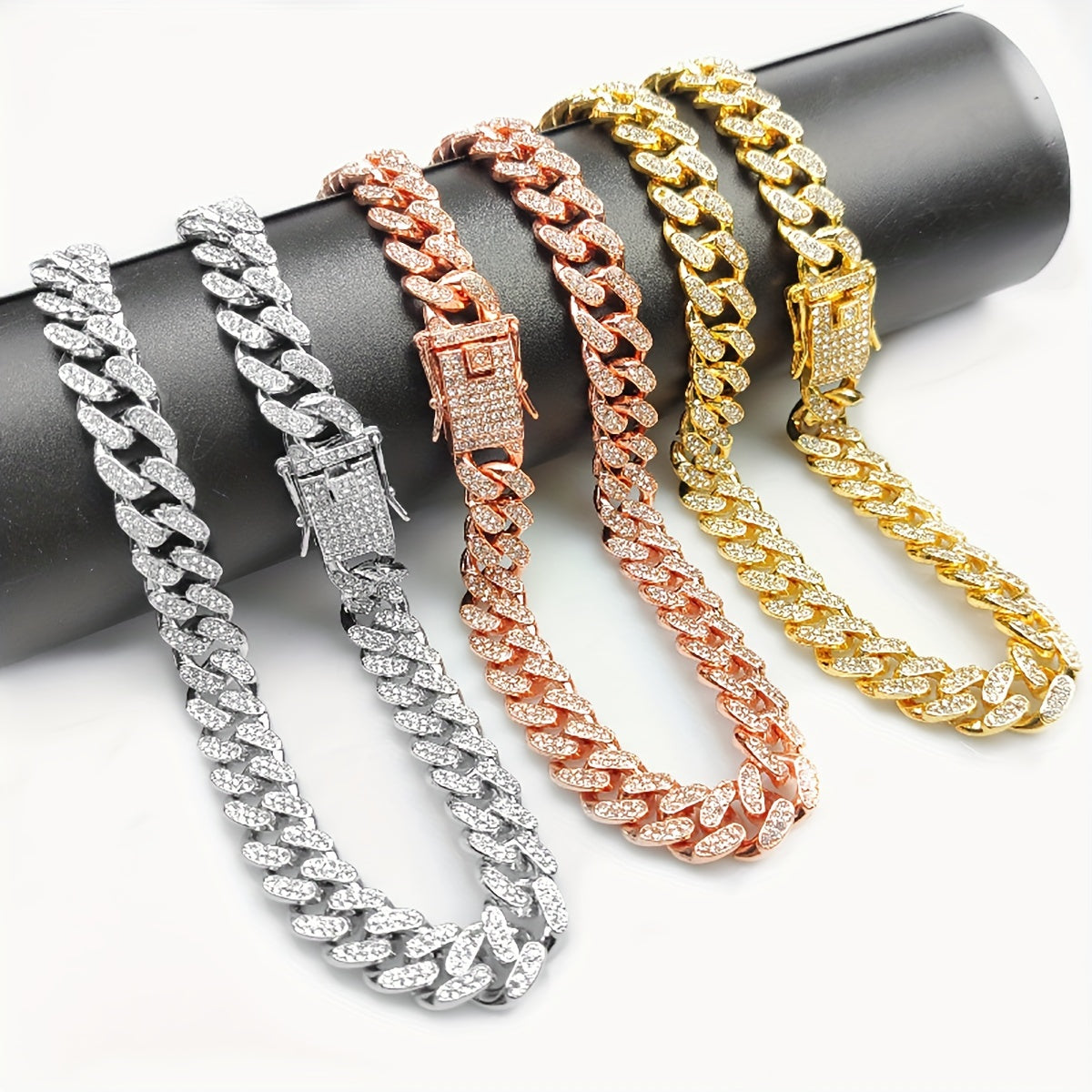 1pc Dog Chain Collar Diamond Cuban Chain Dog Collar 13mm Wide Dog Necklace Metal Cat Chain Pet Crystal Collar Jewelry Accessories Suitable For Small, Medium, And Large Dogs And Cats