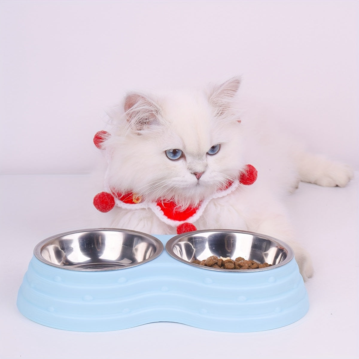 Stainless Steel Double Pet Bowls For Dogs, Dog Food And Water Bowls With Non-Skid Base, Easy To Clean